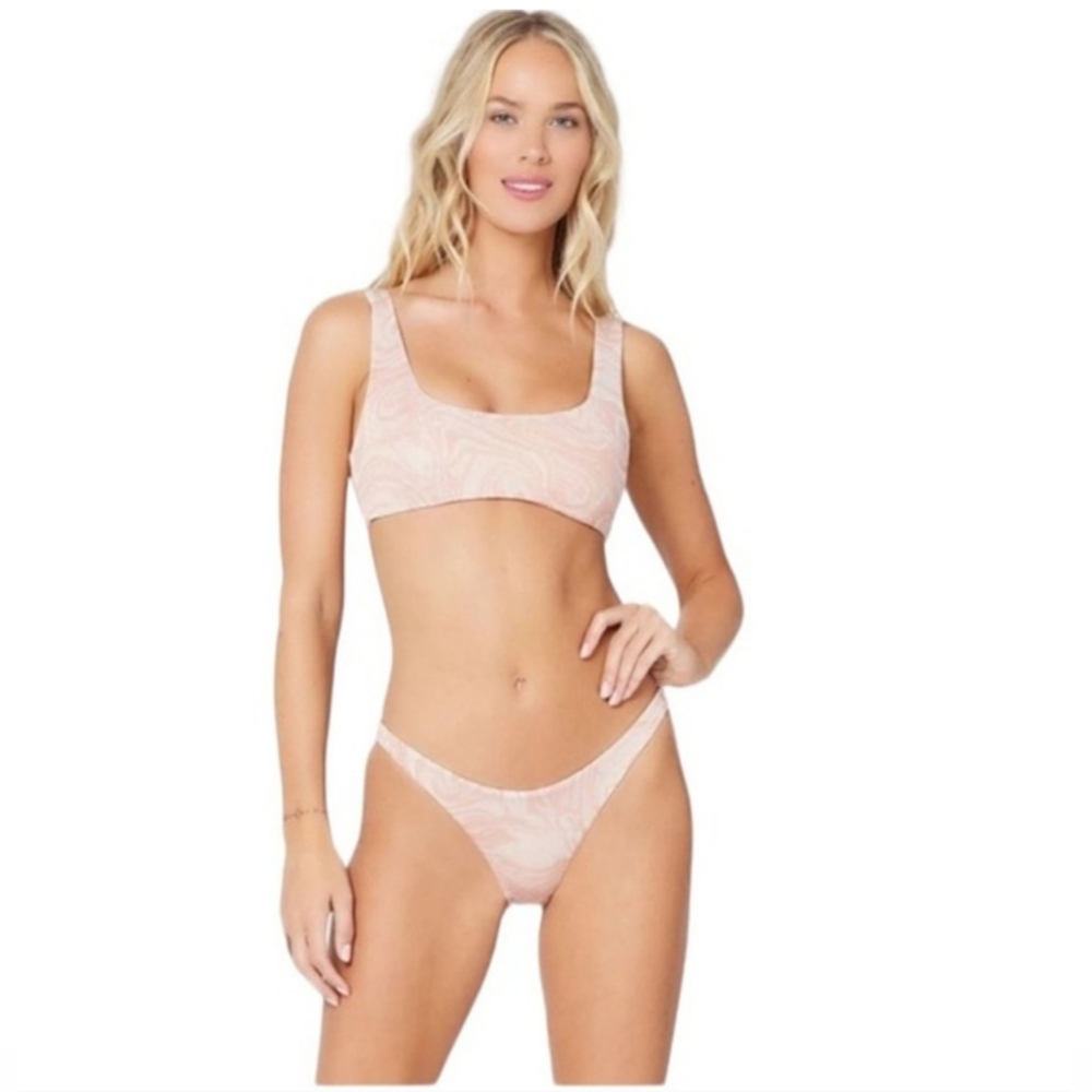 L*Space 2pcs Shimmer Swirled Bikini Swimsuit Set Lizzie Top & Camacho Bottom M